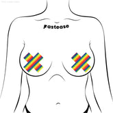Plus X: Glittering Rainbow Cross Nipple Pasties By Pastease®